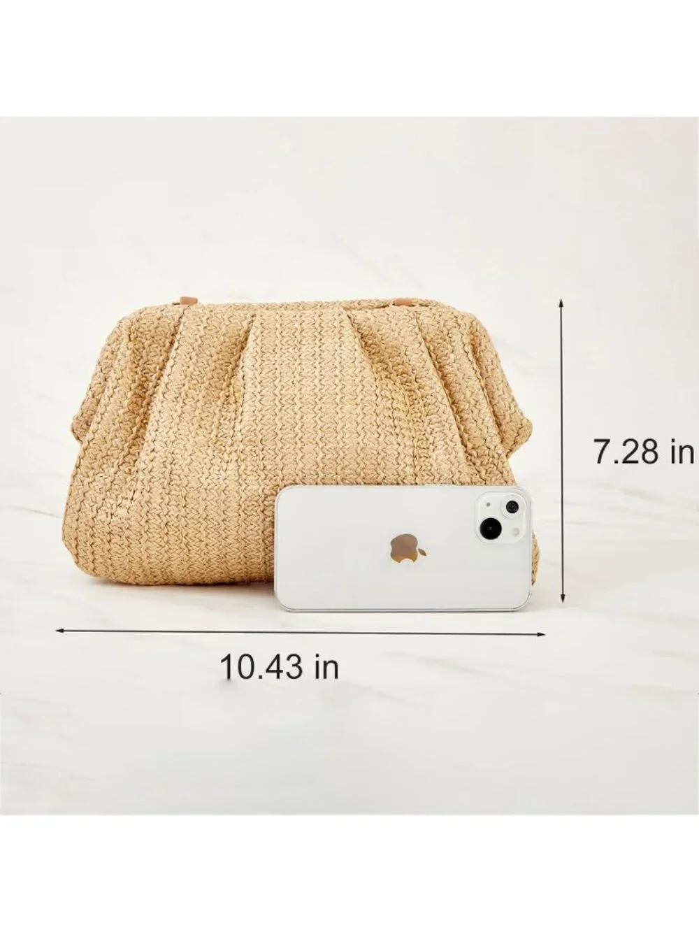 Women’s Khaki Straw Woven Clutch Purse Crossbody Evening Wedding Handbag